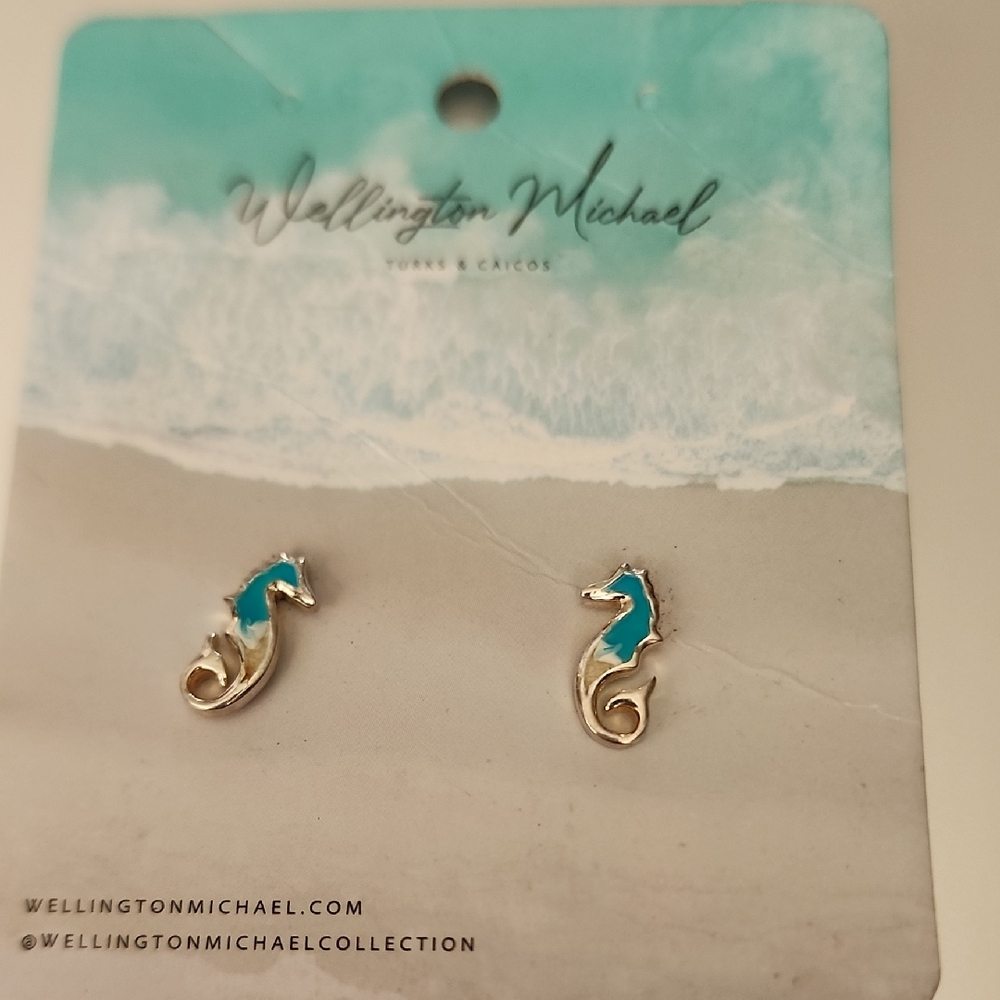 NWT Wellington MICHAEL STERLING SILVER SEAHORSE EARRINGS
